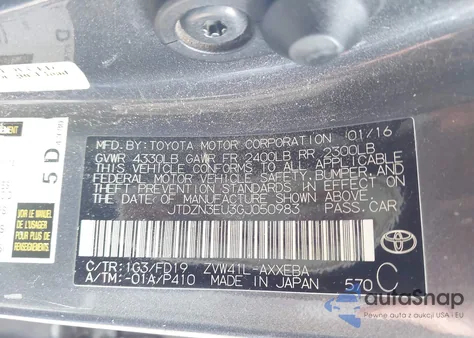 2016 Toyota Prius V Two z USA, uszkodzony, nr VIN JTDZN3EU3GJ050983